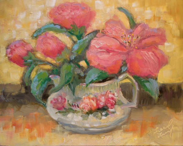 Camelias and Creamer by Liesel Lund