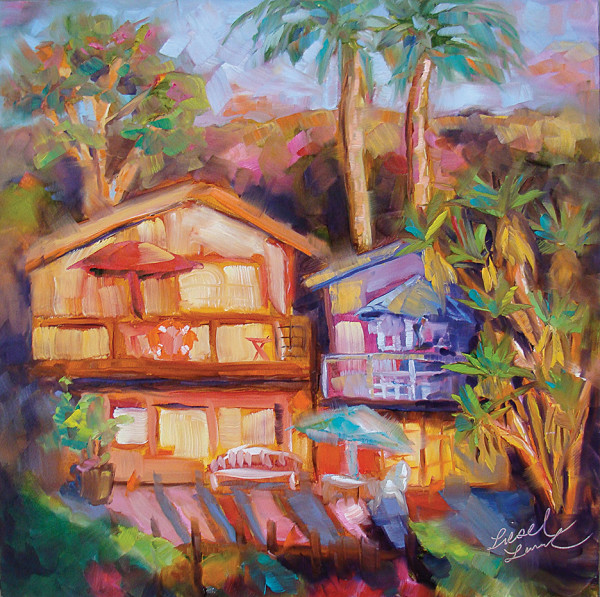 Beach Houses at Sunset by Liesel Lund