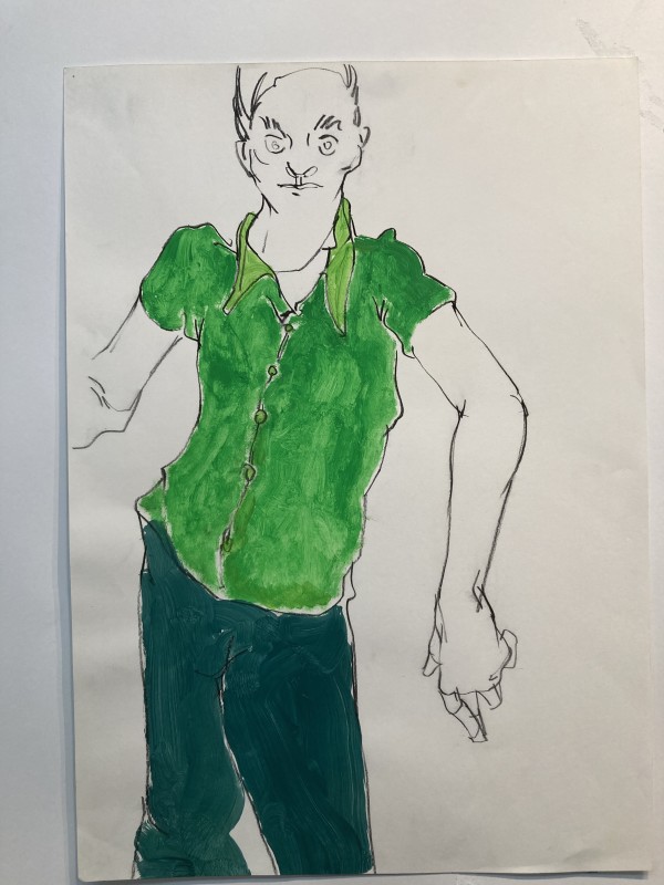 Green figure drawing