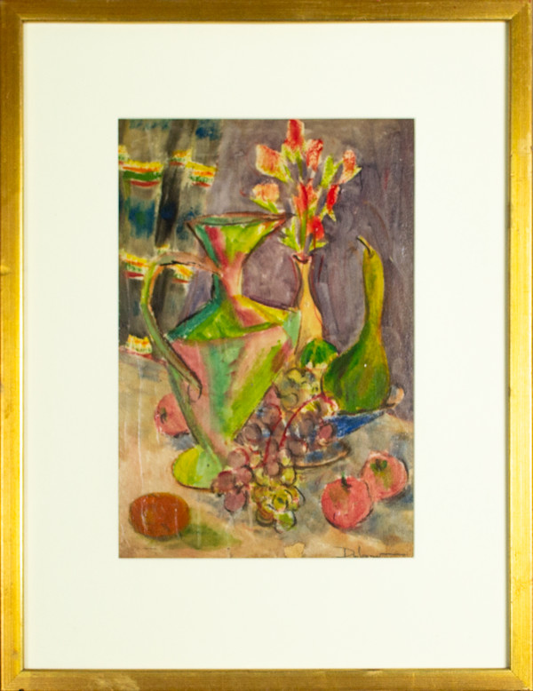 Modernist Still Life / Fruit, Flowers & Vase by Elaine Dubrow