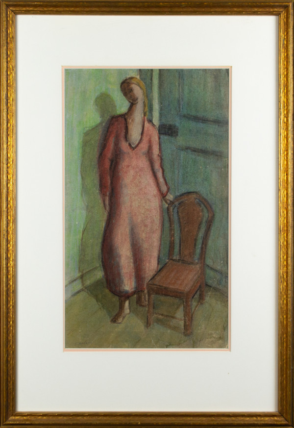 Woman With Chair by Frank Stamato