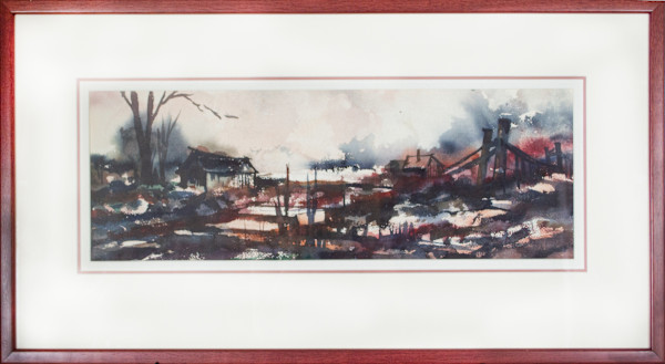 Untitled (Landscape With Houses And Bridge) by Reddick