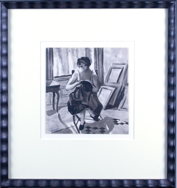 Young Lady Seated On Chair, Sewing by Frank Stamato