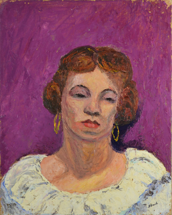 Portrait Of A Woman In White With Earrings by Helen Barth