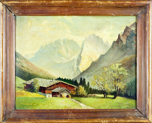 Winter Mountain Landscape With Buildings by Mos Gleich