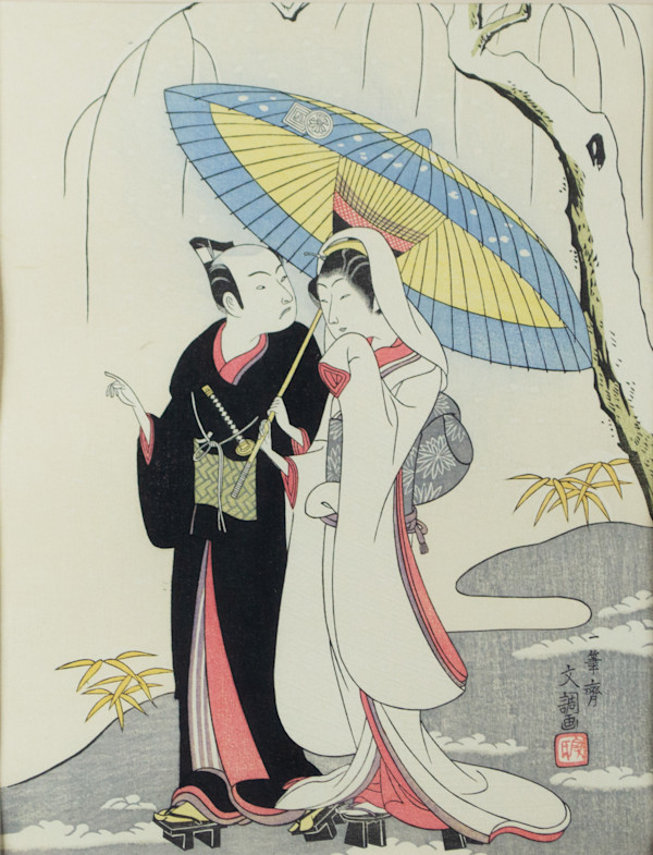 Couple Under Umbrella by After Ippittsusai Buncho, Image 2.