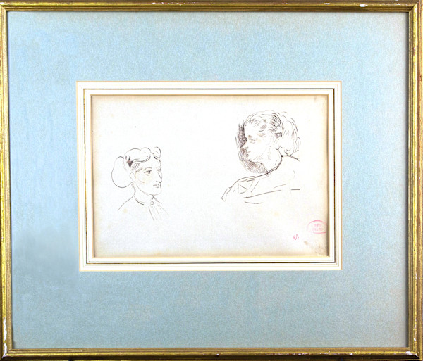 Two Female Faces by Pierre Francois Eugene Giraud