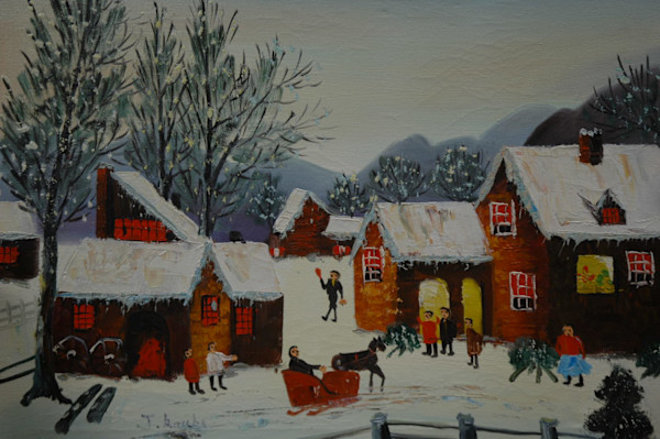 Rural Town Scene With Figures by J. Raube, Image 1.