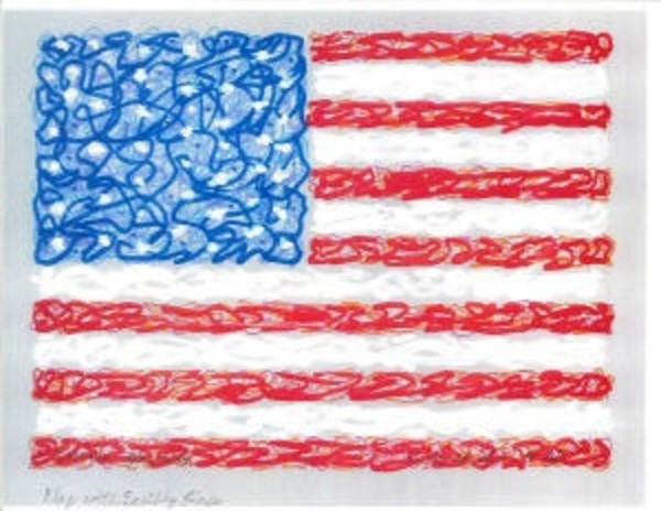 Flag With Scribley Lines by John Castagno