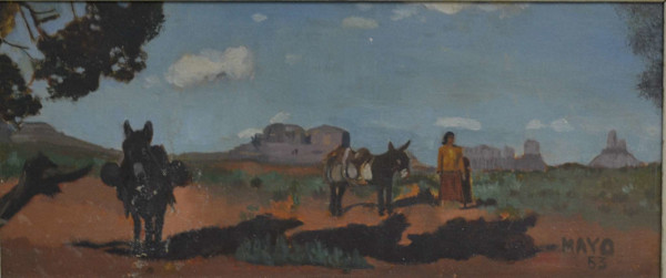 Western Landscape With Figure & Mules by Louis De Mayo
