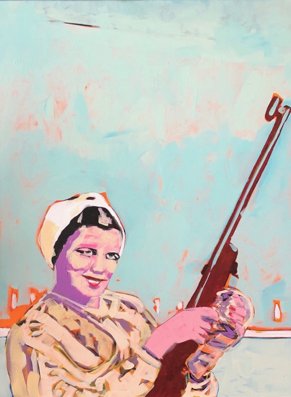 "Girl With Rifle" from the series "We're All Gorilla Girls Now" by MARIANNE HOWARD