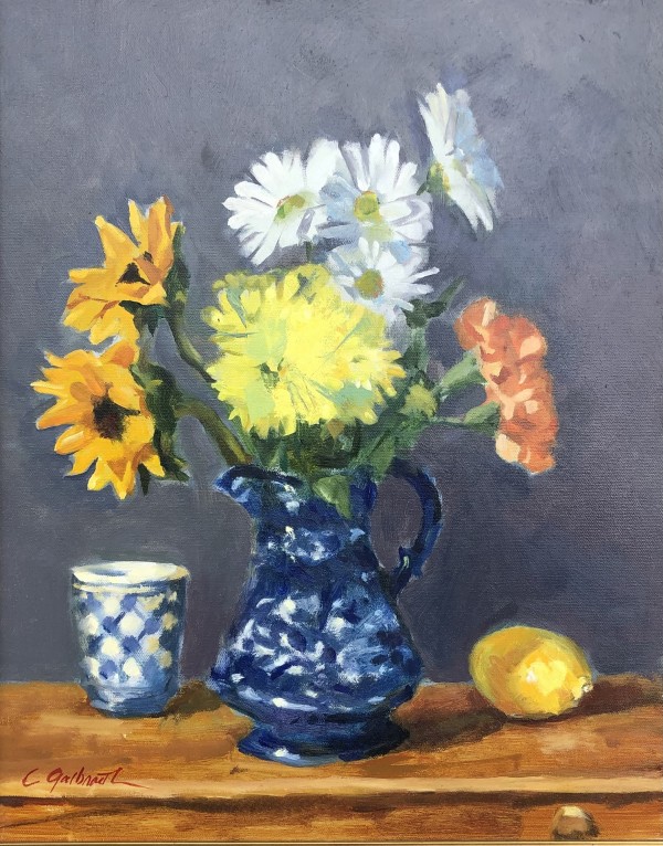 Floral in Blue Pitcher by Cary Galbraith