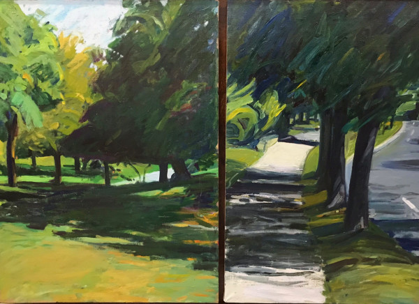 PARK WALK (2 paintings) by Kenneth Showell