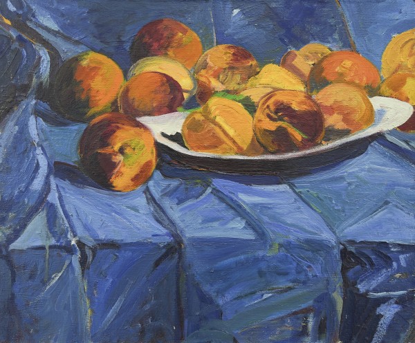 Peaches on Blue by Kenneth Showell
