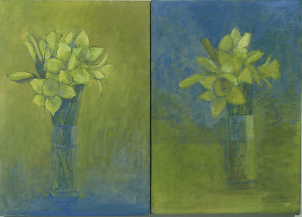 DAFFODILS PAIR (Two canvases by Kenneth Showell