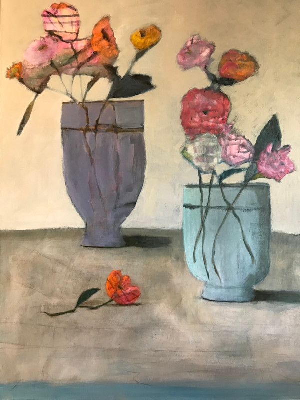 Two Vases of Yellow Flowers