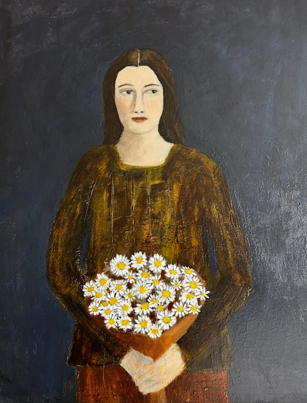 Woman Holding Daisies by Zue Stevenson