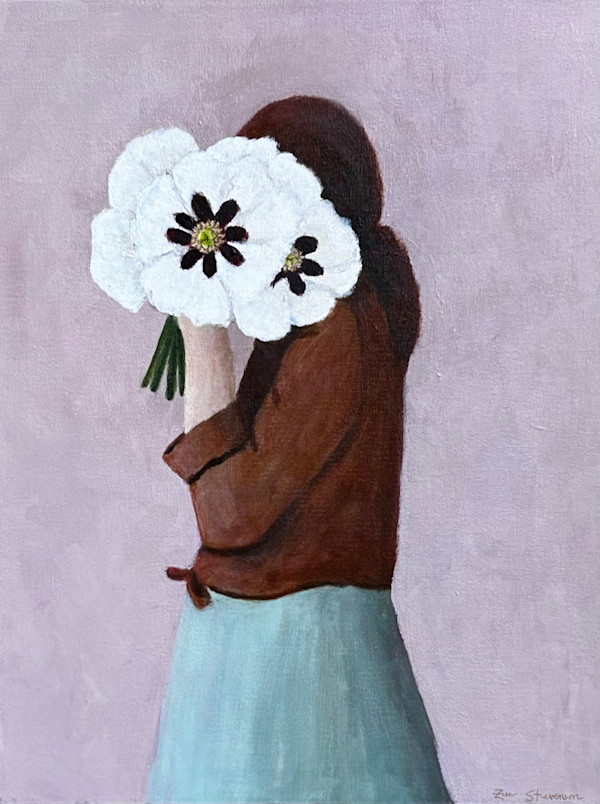Woman with Tree Peonies by Zue Stevenson