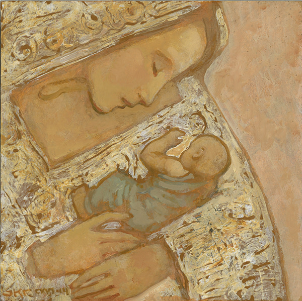 Mother and Child in Textured White by J. Kirk Richards
