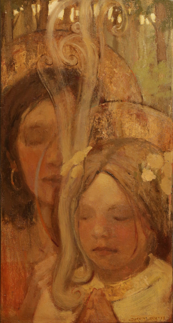 Mother and Daughter Praying by J. Kirk Richards