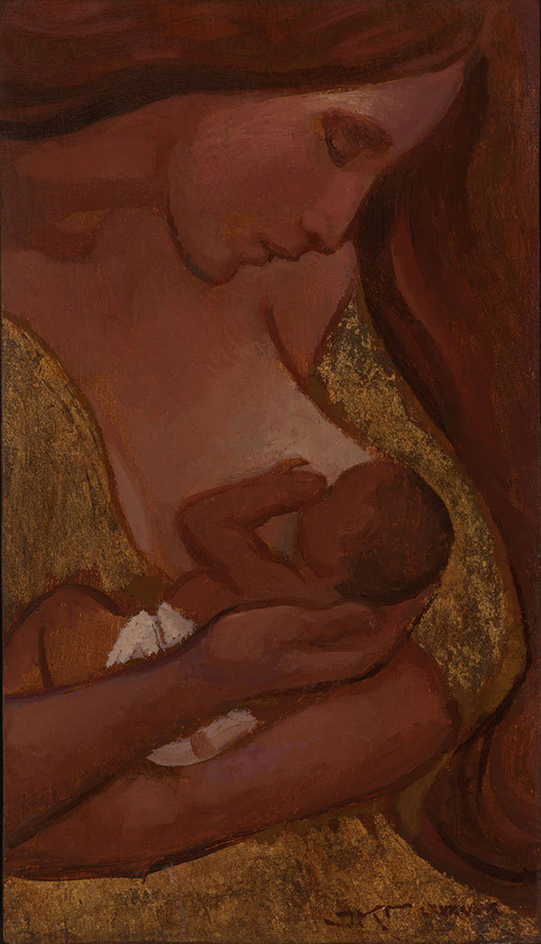 Nursing Mother in Gold by J. Kirk Richards