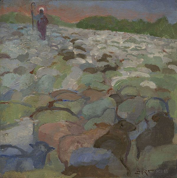 Shepherd at Sunset by J. Kirk Richards