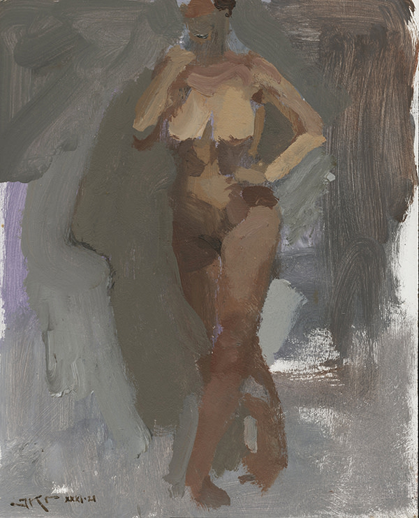 Academy Sketch in Acrylic - Standing Figure by J. Kirk Richards