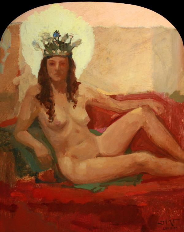 Oil Sketch of Lea and Her Crown by J. Kirk Richards