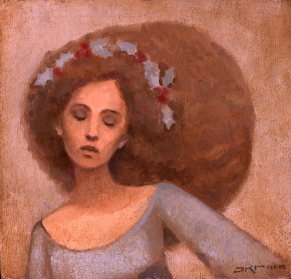 Woman With Holly by J. Kirk Richards