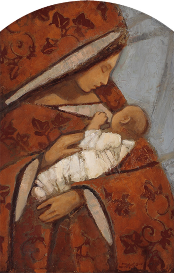 Mother & Child (Red Floral) by J. Kirk Richards