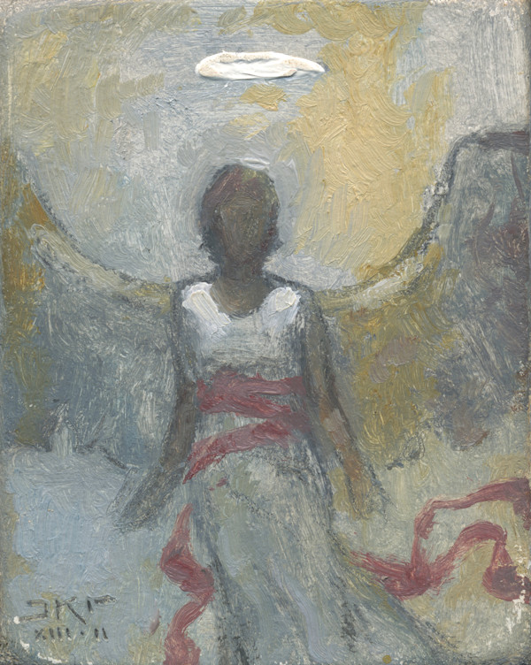 Angel with Pink Ribbon by J. Kirk Richards