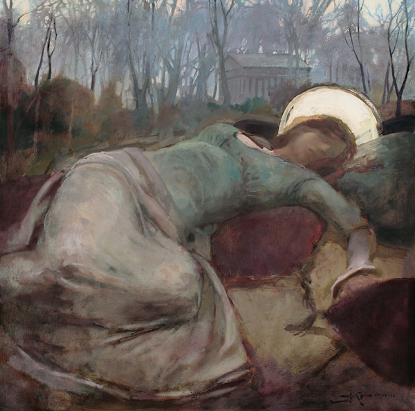Goddess Dreaming of Her Temple in The Woods by J. Kirk Richards