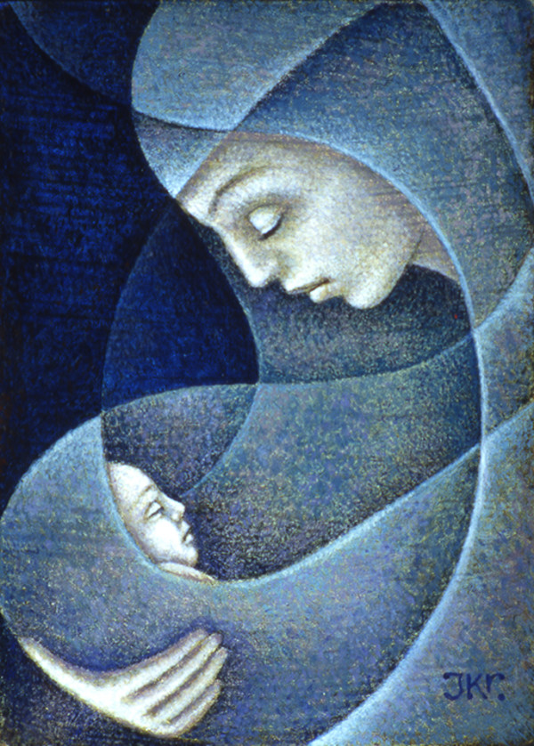 Mother and Child (Blue) by J. Kirk Richards