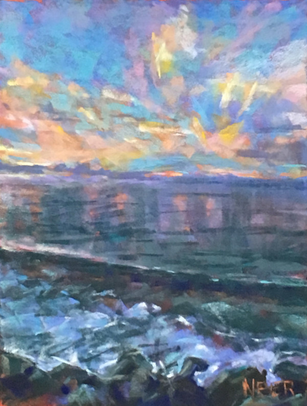 Sunset Reflections – Nantasket Beach by Elizabeth G Neer