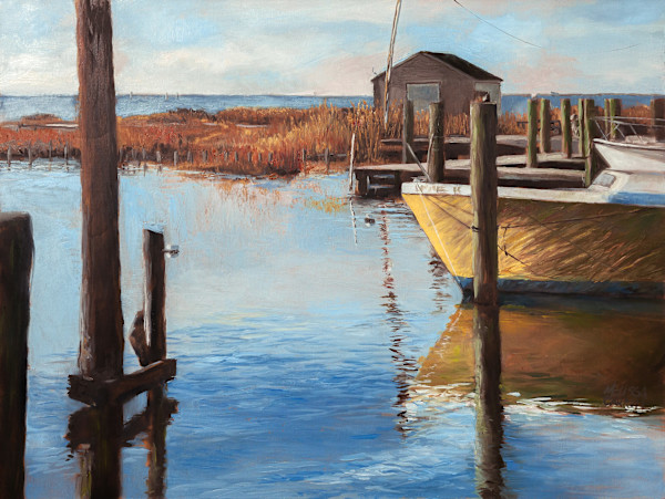 Yellow Boat at Janes Island by Melissa Carroll