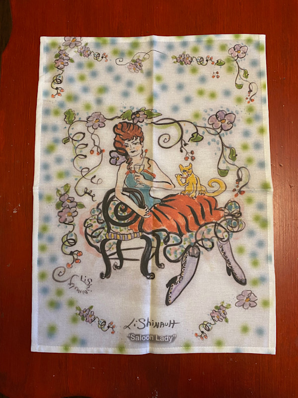"Saloon Lady" - Digital Tea Towel Print by Lisa Shinault