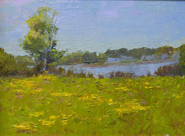Yellow FLowers at the lake by carol strock wasson