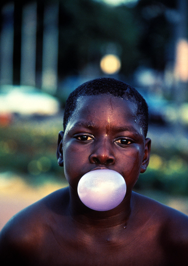 Boy with bubble gum, Central African Republic by Kay Chernush