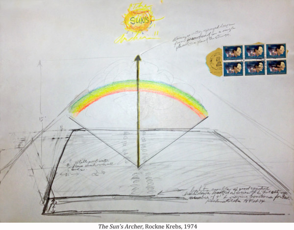 The Sun’s Archer, 1974 [Drawing for possible rainbow creating light sculpture.] by Rockne Krebs