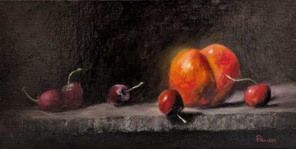 A Peach And Cherries by Pamela Hiatt, Image 1.