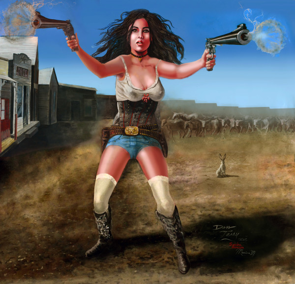 Cowgirl Shootout Mural - Bar 2909 Ft. Worth