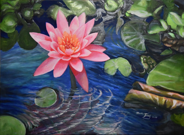Bloomin Waterlily with Leopard Frog masterworks limited edition 1/100 by Dan Terry