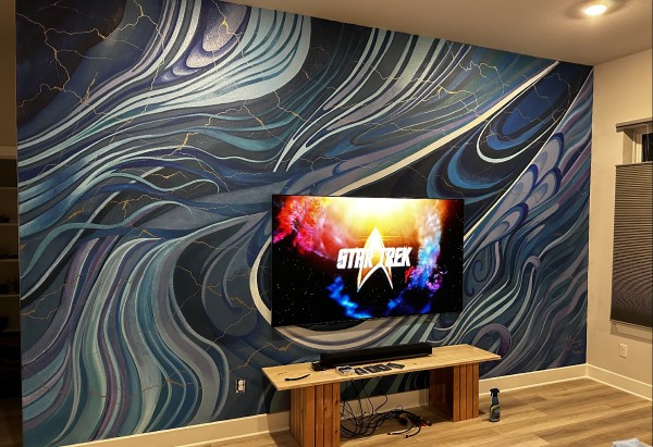 Flowing blues Abstract Mural by Dan Terry
