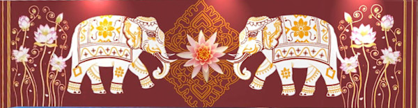 Indian Restaurant Lotus and Elephant Mural by Dan Terry, Image 1.