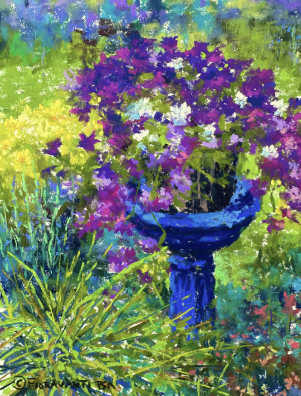 Blue Planter Lisa R's Flower Garden by Jeff Fioravanti