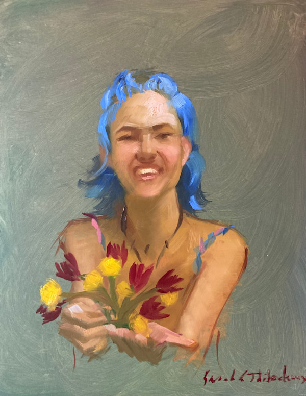 Belle with Dandelions and Tulips by Sarah Griffin Thibodeaux