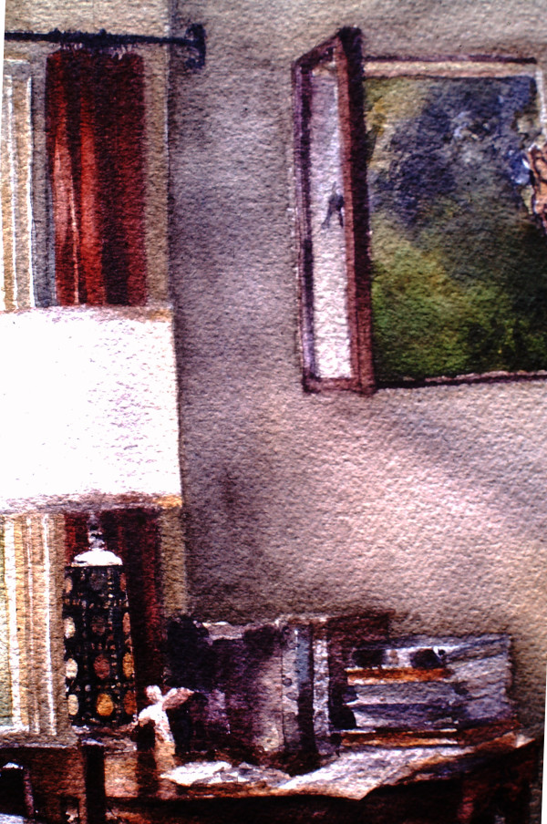 Untitled Interior: Lamp, Books, Window