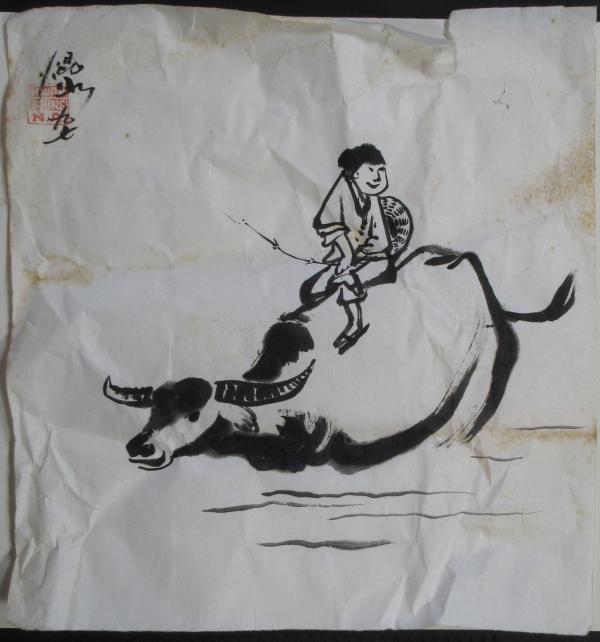 Boy on Water Buffalo by Kwan Y. Jung