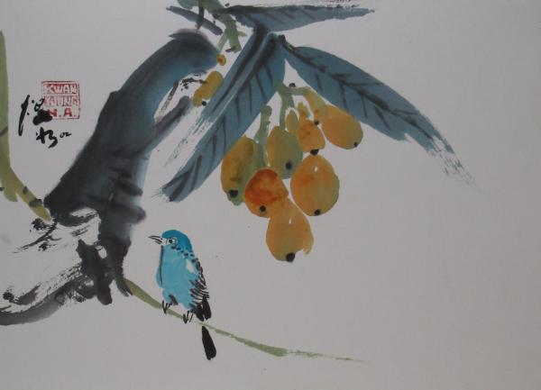 Bird Under Ripe Loquots by Kwan Y. Jung