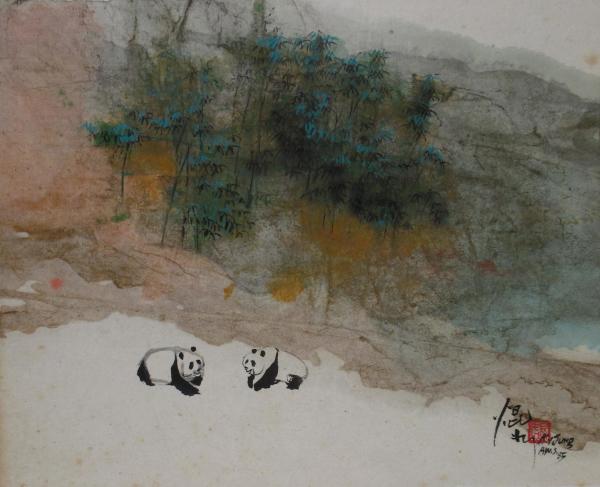 Pandas with Snow by Kwan Y. Jung